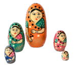 Handmade Indian Wooden Toys Nesting (Russian) Doll, Set of 5 Piece (Lady in Multi-Color Saree) Showpiece Figurine |  Home Decor | Gifts | Toys 