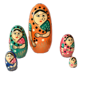 Handmade Indian Wooden Toys Nesting (Russian) Doll, Set of 5 Piece (Lady in Multi-Color Saree) Showpiece Figurine |  Home Decor | Gifts | Toys 