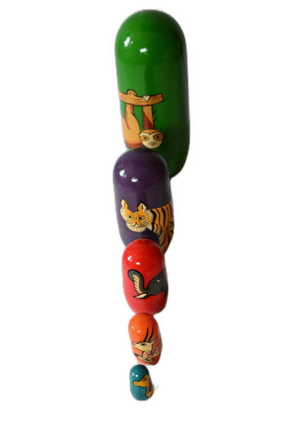 Handmade Wooden Toys Nesting (Russian) Doll Set of 5 Piece (Aminals in Multi-Color ) Showpiece Figurine |  Home Decor | Gifts | Toys - Image 2