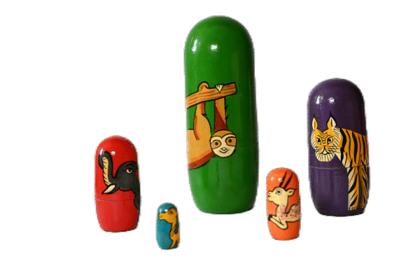 Handmade Wooden Toys Nesting (Russian) Doll Set of 5 Piece (Aminals in Multi-Color ) Showpiece Figurine |  Home Decor | Gifts | Toys - Image 3