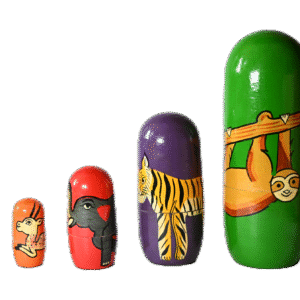 Handmade Wooden Toys Nesting (Russian) Doll Set of 5 Piece (Aminals in Multi-Color ) Showpiece Figurine |  Home Decor | Gifts | Toys