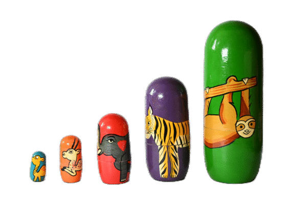 Handmade Wooden Toys Nesting (Russian) Doll Set of 5 Piece (Aminals in Multi-Color ) Showpiece Figurine |  Home Decor | Gifts | Toys