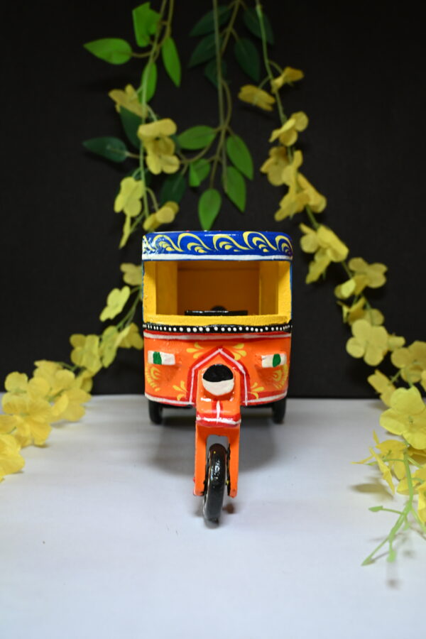 Auto Rickshaw Vehicle Wooden Toys Hand made & painted Push and Pull Toys for Kids | Showpiece Figurine |  Home Decor | Gifts - Image 2