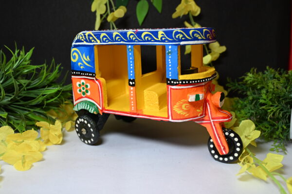Auto Rickshaw Vehicle Wooden Toys Hand made & painted Push and Pull Toys for Kids | Showpiece Figurine |  Home Decor | Gifts - Image 4