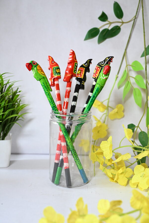 Wooden Pencil Set of 06 with Animal and Bird Faces Suitable for Kids Learning and Daily School Educational Activities |  Home Decor | Gifts | Toys  - Image 5