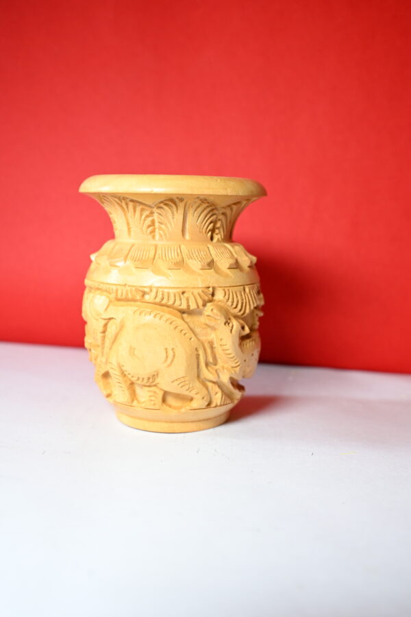 Wooden Pen Stand for Office Table – Stylish Drum Shape with Jungle Design | Handcrafted Wooden Pen Holder for Desk, Study, Home & Gift - Image 2