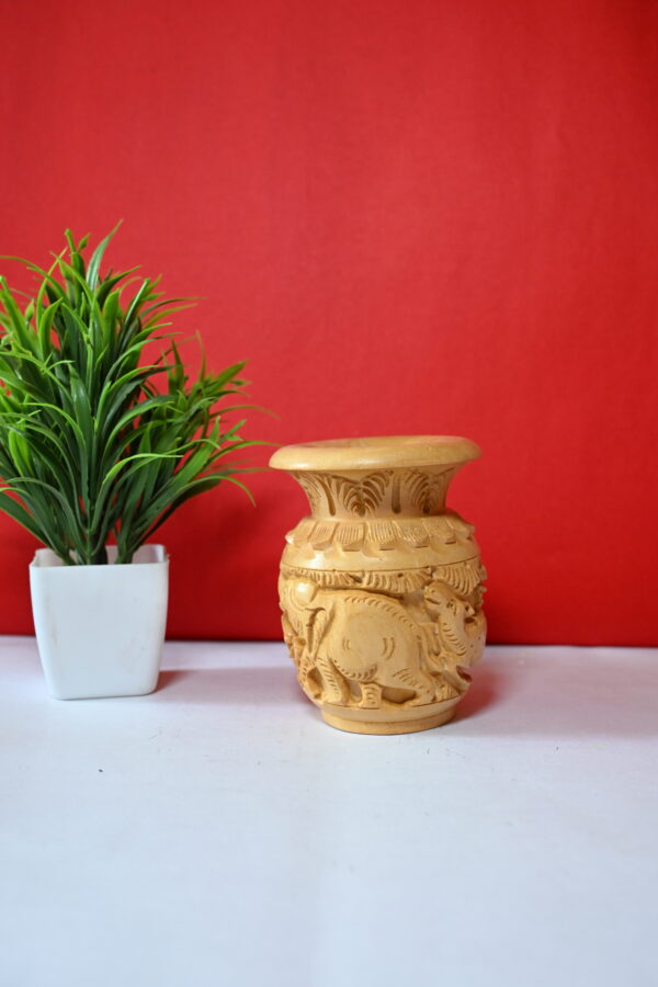 Wooden Pen Stand for Office Table – Stylish Drum Shape with Jungle Design | Handcrafted Wooden Pen Holder for Desk, Study, Home & Gift - Image 3