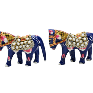 Meenakari Horse Statue Set of 2 with glittering beads | Spiritual Auspicious Handmade Decorative Showpiece Figurine for Home Office Decor and Gift Item