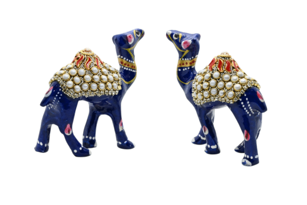 Meenakari Handcrafted Camel Figurine/Statue Set of 2 with glittering beads for Good Luck, Home Decor, Office, Tabletop Decor, Studies, Festival, Gift - Image 3
