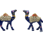 Meenakari Handcrafted Camel Figurine/Statue Set of 2 with glittering beads for Good Luck, Home Decor, Office, Tabletop Decor, Studies, Festival, Gift