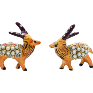 Meenakari Dear Statue with glittering beads Set of 2 - Showpiece Figurine | Positive Energy Home Decor | Harmony & Prosperity | Toys  Good luck Charm 