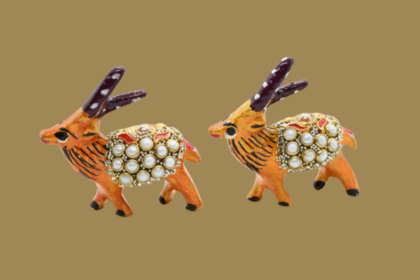 Meenakari Dear Statue with glittering beads Set of 2 - Showpiece Figurine | Positive Energy Home Decor | Harmony & Prosperity | Toys  Good luck Charm  - Image 3