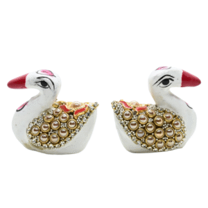 Handicraft meenakari Rabbit with glittering beads Set of 2 – Showpiece Figurine | Positive Energy Home Decor | Harmony & Prosperity | Toys  Good luck Charm