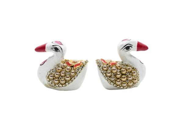 Handicraft meenakari Rabbit with glittering beads Set of 2 – Showpiece Figurine | Positive Energy Home Decor | Harmony & Prosperity | Toys  Good luck Charm