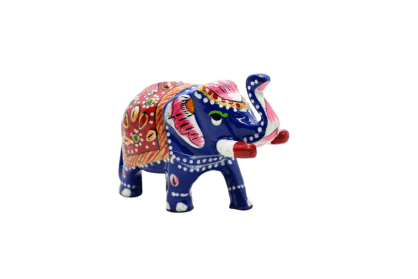 Meenakari Metal Elephant Statue, Trunk Up Elephant Set of 2 – Showpiece Figurine | Positive Energy Home Decor | Harmony & Prosperity | Toys  Good luck Charm (Blue) - Image 4