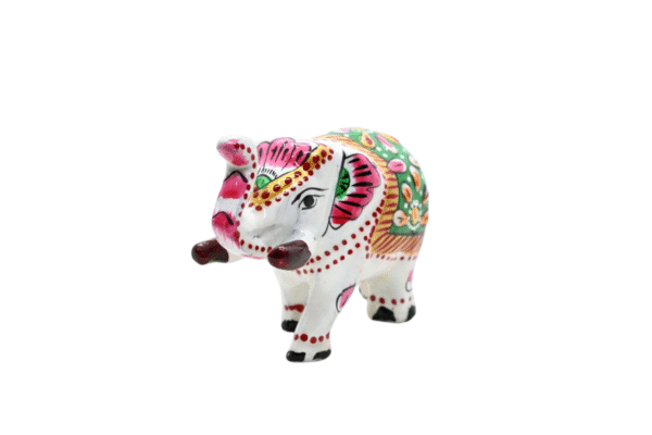 Meenakari Metal Elephant Statue, Trunk Up Elephant Set of 2 – Showpiece Figurine | Positive Energy Home Decor | Harmony & Prosperity | Toys  Good luck Charm (White) - Image 5