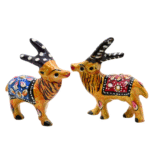 Meenakari Dear Statue Set of 2 - Showpiece Figurine | Positive Energy Home Decor | Harmony & Prosperity | Toys  Good luck Charm 