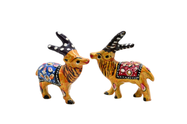 Meenakari Dear Statue Set of 2 - Showpiece Figurine | Positive Energy Home Decor | Harmony & Prosperity | Toys  Good luck Charm 