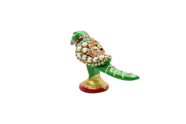 Meenakari Metal Work Parrot with Stone Statue Set of 2 - Showpiece Figurine | Positive Energy Home Decor | Harmony & Prosperity | Toys  Good luck Charm  - Image 2