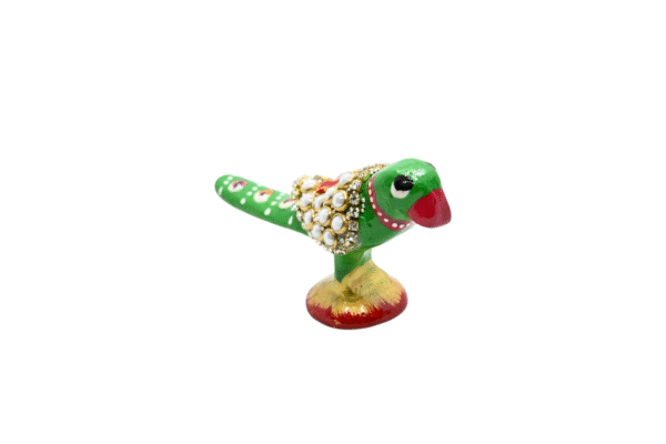 Meenakari Metal Work Parrot with Stone Statue Set of 2 - Showpiece Figurine | Positive Energy Home Decor | Harmony & Prosperity | Toys  Good luck Charm  - Image 4