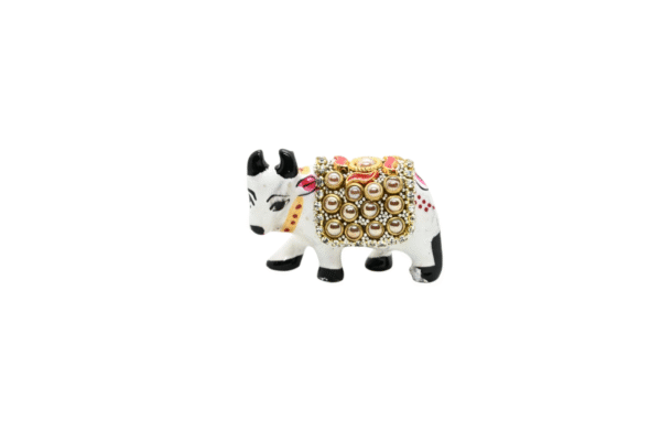 Meenakari Cow with glittering beads Set of 2 – Showpiece Figurine | Positive Energy Home Decor | Harmony & Prosperity | Toys  Good luck Charm - Image 2