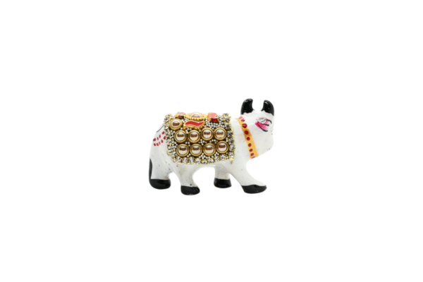 Meenakari Cow with glittering beads Set of 2 – Showpiece Figurine | Positive Energy Home Decor | Harmony & Prosperity | Toys  Good luck Charm - Image 3