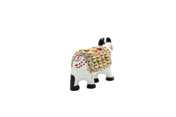 Meenakari Cow with glittering beads Set of 2 – Showpiece Figurine | Positive Energy Home Decor | Harmony & Prosperity | Toys  Good luck Charm - Image 4