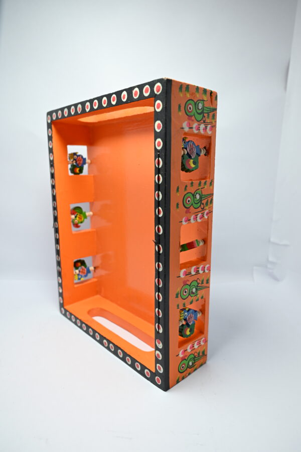 Traditional Meenakari Hand Painted Figurine Aluminium Decorative Tea Kettle Pot with 6 Glass Sets &  Wooden Trey - Image 12