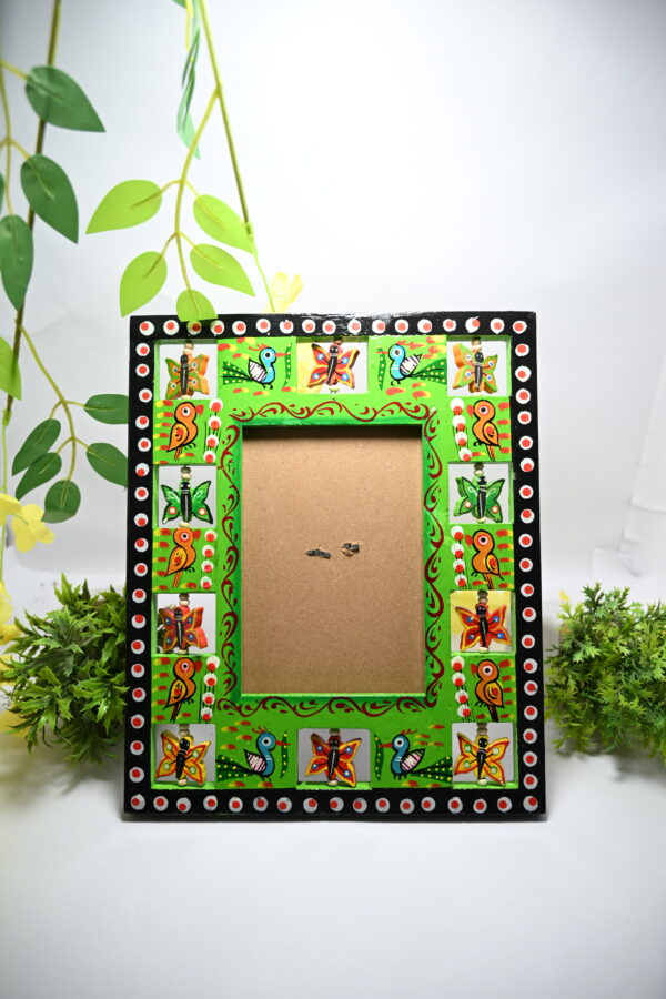 Handcrafted Wooden Photo Frame | Rustic & Elegant Wood Picture Frame for Table & Wall Decor | Home, Office & Gifting Use | Traditional Indian Wooden Craft (Frame-Green) - Image 2