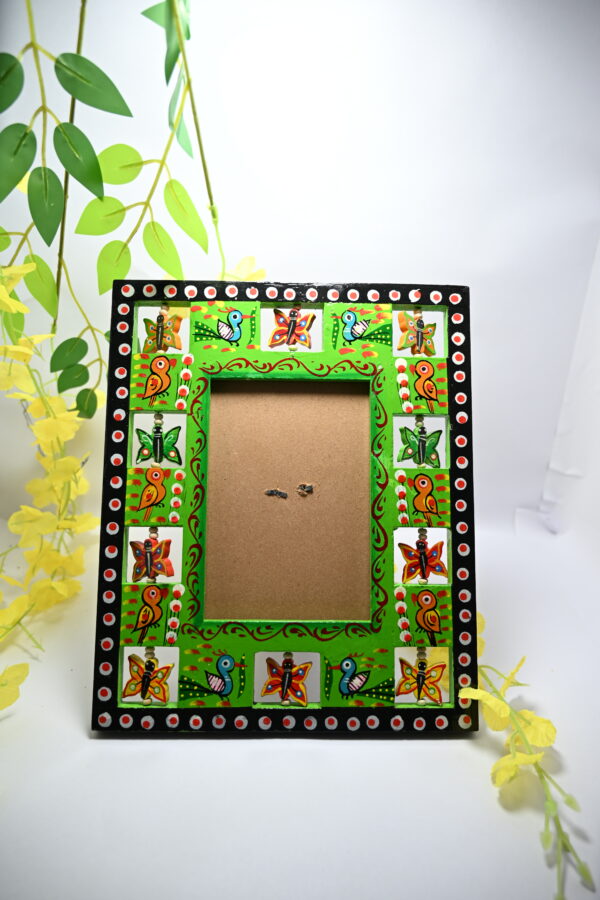 Handcrafted Wooden Photo Frame | Rustic & Elegant Wood Picture Frame for Table & Wall Decor | Home, Office & Gifting Use | Traditional Indian Wooden Craft (Frame-Green) - Image 4