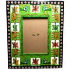 Handcrafted Wooden Photo Frame | Rustic & Elegant Wood Picture Frame for Table & Wall Decor | Home, Office & Gifting Use | Traditional Indian Wooden Craft (Frame-Green)