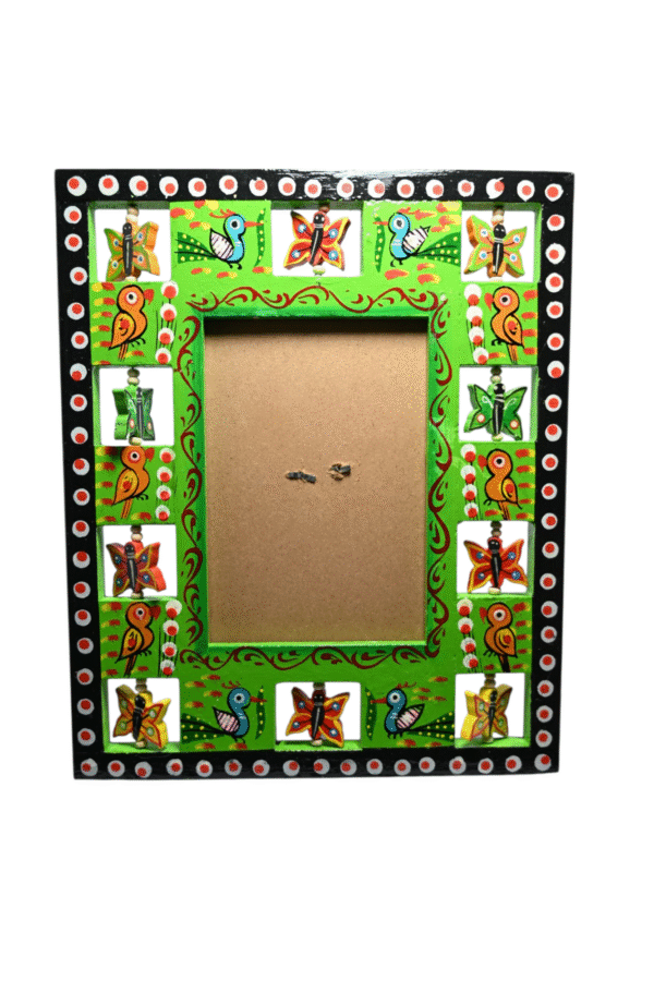 Handcrafted Wooden Photo Frame | Rustic & Elegant Wood Picture Frame for Table & Wall Decor | Home, Office & Gifting Use | Traditional Indian Wooden Craft (Frame-Green)