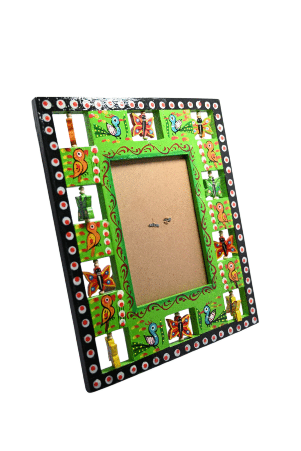 Handcrafted Wooden Photo Frame | Rustic & Elegant Wood Picture Frame for Table & Wall Decor | Home, Office & Gifting Use | Traditional Indian Wooden Craft (Frame-Green) - Image 6