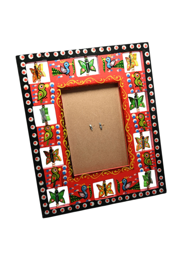 Handcrafted Wooden Photo Frame | Rustic & Elegant Wood Picture Frame for Table & Wall Decor | Home, Office & Gifting Use | Traditional Indian Wooden Craft (Frame-Red) - Image 3