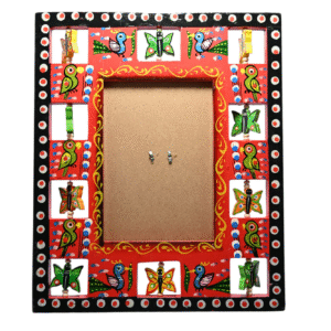 Handcrafted Wooden Photo Frame | Rustic & Elegant Wood Picture Frame for Table & Wall Decor | Home, Office & Gifting Use | Traditional Indian Wooden Craft (Frame-Red)