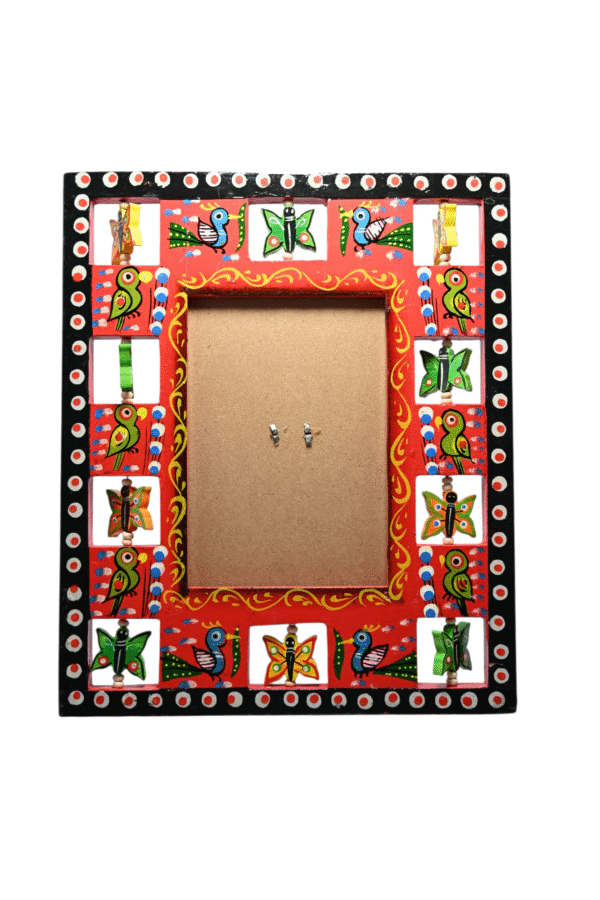 Handcrafted Wooden Photo Frame | Rustic & Elegant Wood Picture Frame for Table & Wall Decor | Home, Office & Gifting Use | Traditional Indian Wooden Craft (Frame-Red)