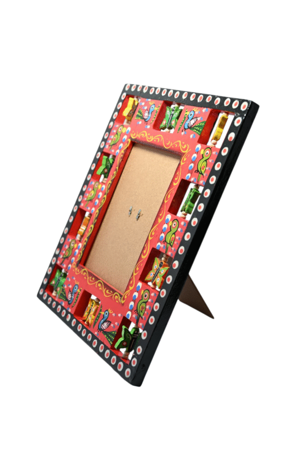 Handcrafted Wooden Photo Frame | Rustic & Elegant Wood Picture Frame for Table & Wall Decor | Home, Office & Gifting Use | Traditional Indian Wooden Craft (Frame-Red) - Image 2