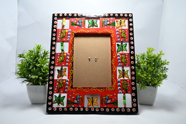 Handcrafted Wooden Photo Frame | Rustic & Elegant Wood Picture Frame for Table & Wall Decor | Home, Office & Gifting Use | Traditional Indian Wooden Craft (Frame-Red) - Image 5