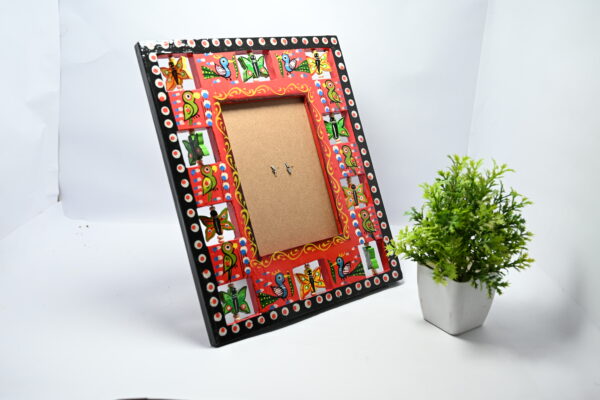 Handcrafted Wooden Photo Frame | Rustic & Elegant Wood Picture Frame for Table & Wall Decor | Home, Office & Gifting Use | Traditional Indian Wooden Craft (Frame-Red) - Image 6