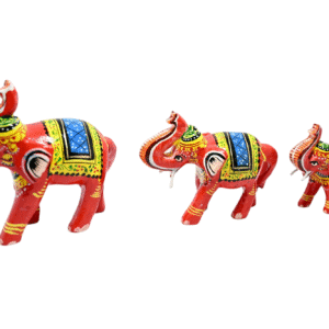 Wooden Elephant Figurines, Traditional, Hand-Painted, Set of 3 Showpiece Figurine | Positive Energy Home Decor | Harmony & Prosperity | Toys  Good luck Charm 