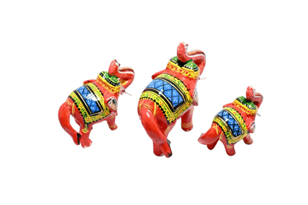 Wooden Elephant Figurines, Traditional, Hand-Painted, Set of 3 Showpiece Figurine | Positive Energy Home Decor | Harmony & Prosperity | Toys  Good luck Charm  - Image 5