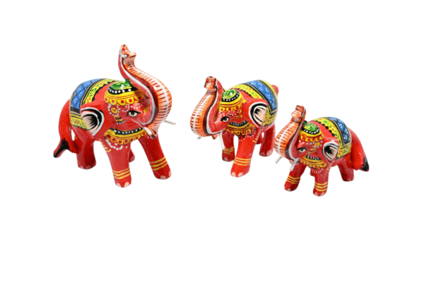 Wooden Elephant Figurines, Traditional, Hand-Painted, Set of 3 Showpiece Figurine | Positive Energy Home Decor | Harmony & Prosperity | Toys  Good luck Charm  - Image 6