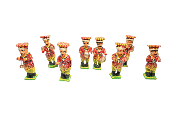 Wooden Hand crafted & painted Band Musician Sakha Set of 8 Showpiece Figurine |  Home Decor | Gifts | Toys - Image 4