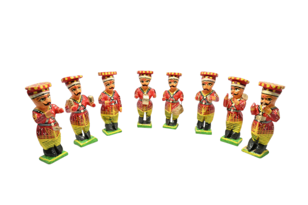 Wooden Hand crafted & painted Band Musician Sakha Set of 8 Showpiece Figurine |  Home Decor | Gifts | Toys - Image 5