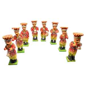 Wooden Hand crafted & painted Band Musician Sakha Set of 8 Showpiece Figurine |  Home Decor | Gifts | Toys
