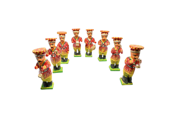 Wooden Hand crafted & painted Band Musician Sakha Set of 8 Showpiece Figurine |  Home Decor | Gifts | Toys