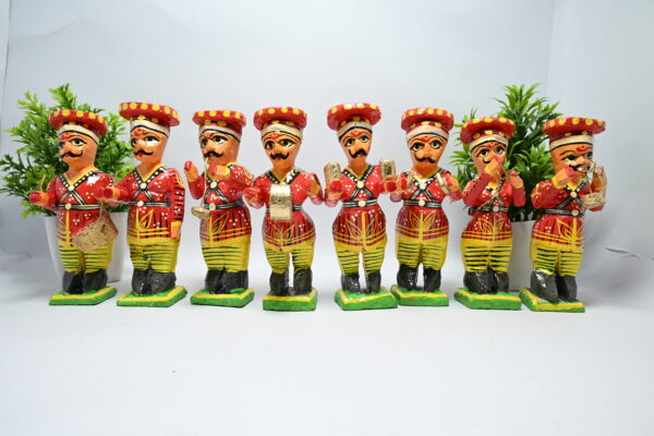 Wooden Hand crafted & painted Band Musician Sakha Set of 8 Showpiece Figurine |  Home Decor | Gifts | Toys - Image 7