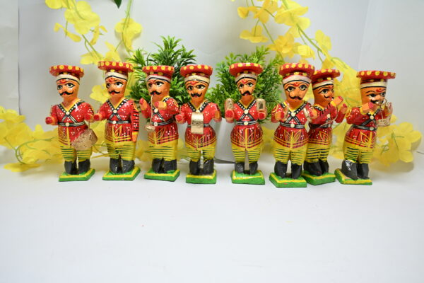 Wooden Hand crafted & painted Band Musician Sakha Set of 8 Showpiece Figurine |  Home Decor | Gifts | Toys - Image 8