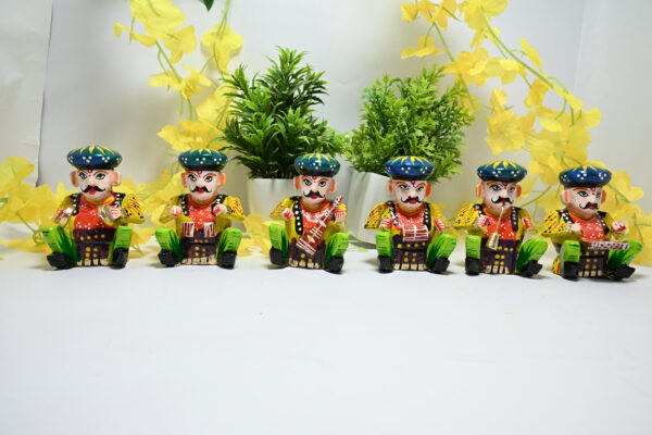 Wooden Handpainted Handicraft Musician Bawla Set of 6 Showpiece Figurine |  Home Decor | Gifts | Toys   - Image 2