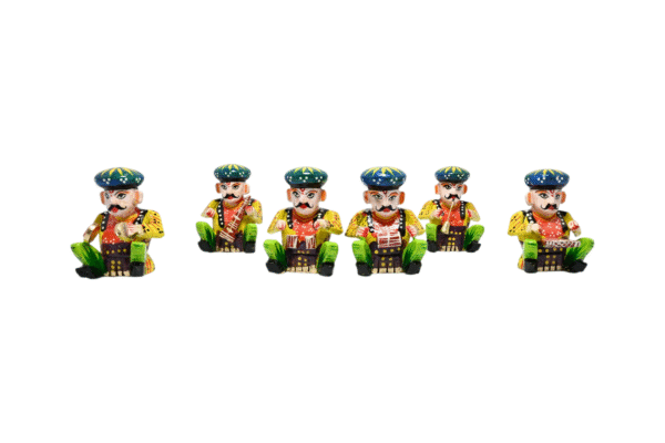 Wooden Handpainted Handicraft Musician Bawla Set of 6 Showpiece Figurine |  Home Decor | Gifts | Toys   - Image 3